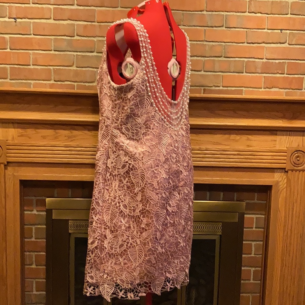 EUC 2XL TS Couture rose satin & lace dress